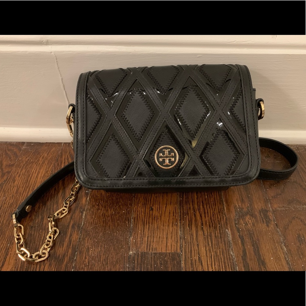 Tory Burch black leather crossbody purse